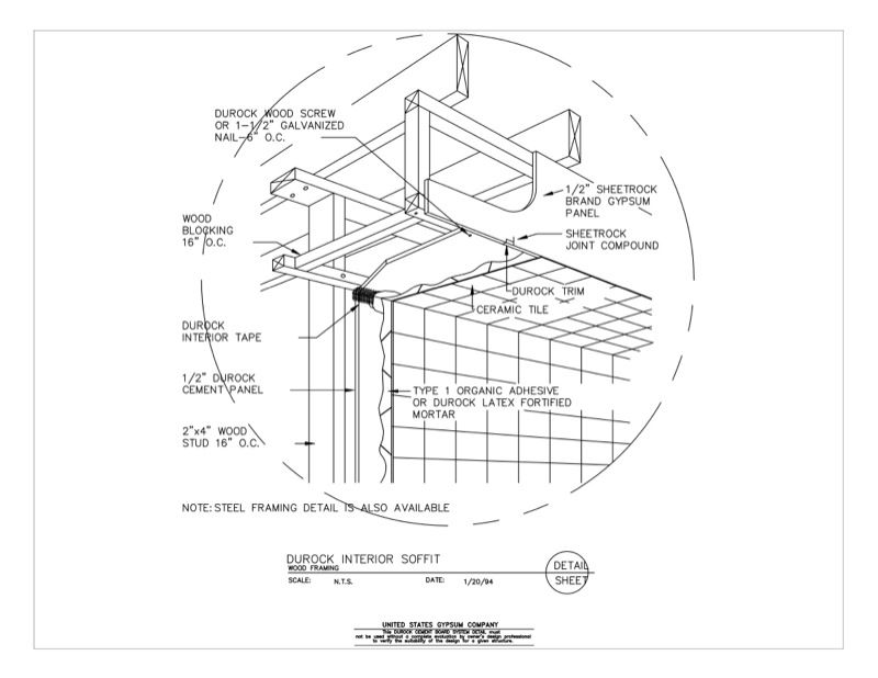 USG Durock Brand Isometric Interior Soffit Detail Revit 245557 B 
